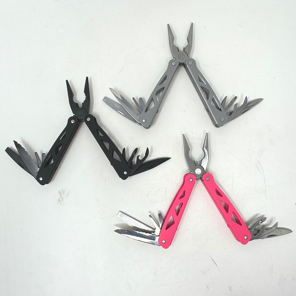 Ozark Trail 12 in 1 Multi Tool Set 3 Black Silver Pink Sheaths Outdoor Survival